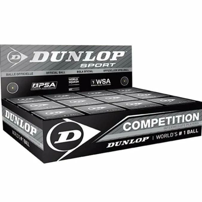 Dunlop Competition Single Yellow Dot Squash Balls (12 Balls) 1 Dunlop Competition Single Yellow Dot Squash Balls (12 Balls)