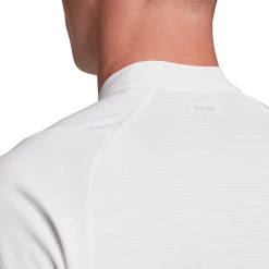 Adidas Men's Freelift HEAT.RDY Polo (White) -Squash Apparel Sales FQ2434 APP on model detail 2 white 1024x1024