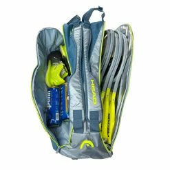 Head Tour Team Extreme Supercombi 9 Pack Racquet Bag (Yellow/Grey) -Squash Apparel Sales HEAD Extreme Supercombi Grey Yellow 6 1024x1024