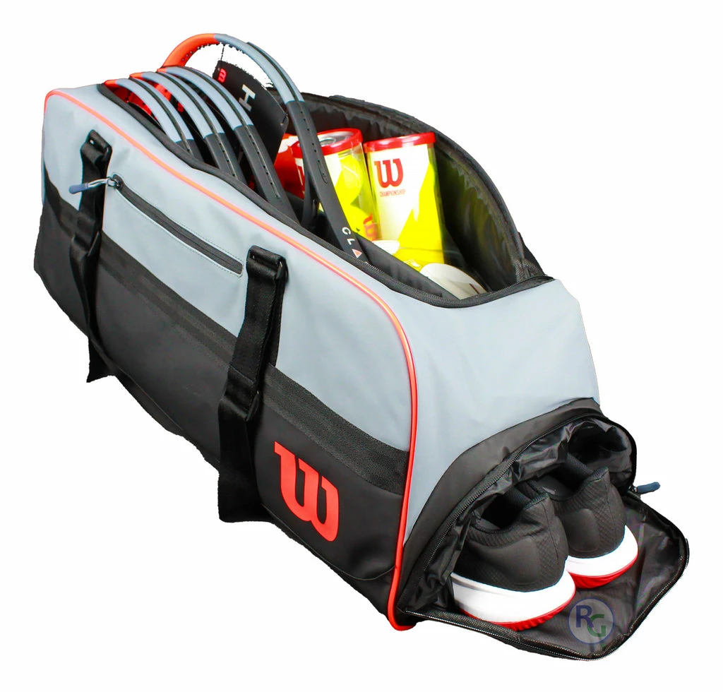 Wilson Clash Duffel Large Racquet Bag (Grey/Black/Infrared) 1 Wilson Clash Duffel Large Racquet Bag (Grey/Black/Infrared)